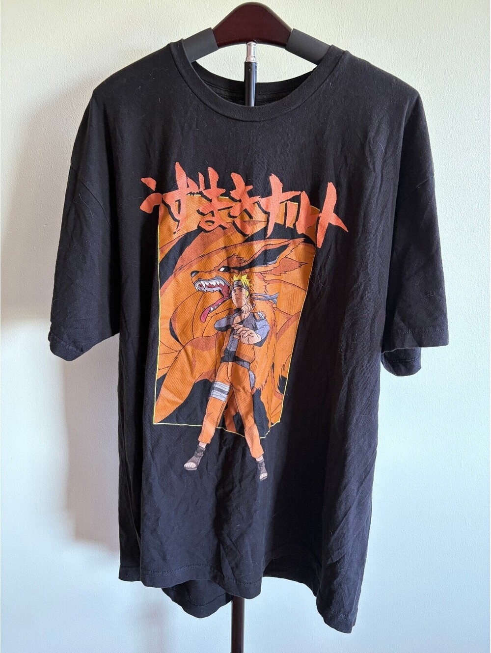 Naruto Shippuden Men’s 2XL Double Sided Sasuke Kurama Anime Graphic Tee